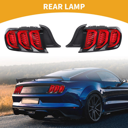 1 Pair OLED Tail Lights Assembly for Ford Mustang (2015–2016) Black