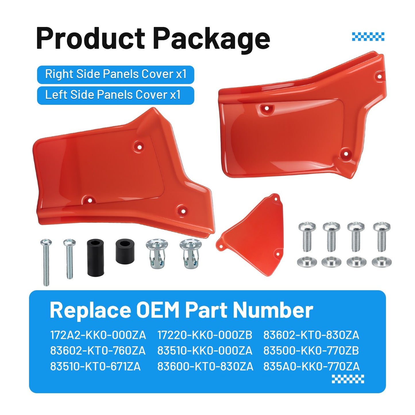 Set of 2 Side Panel Covers Red for Honda XR200R XR250R (1984–2002)