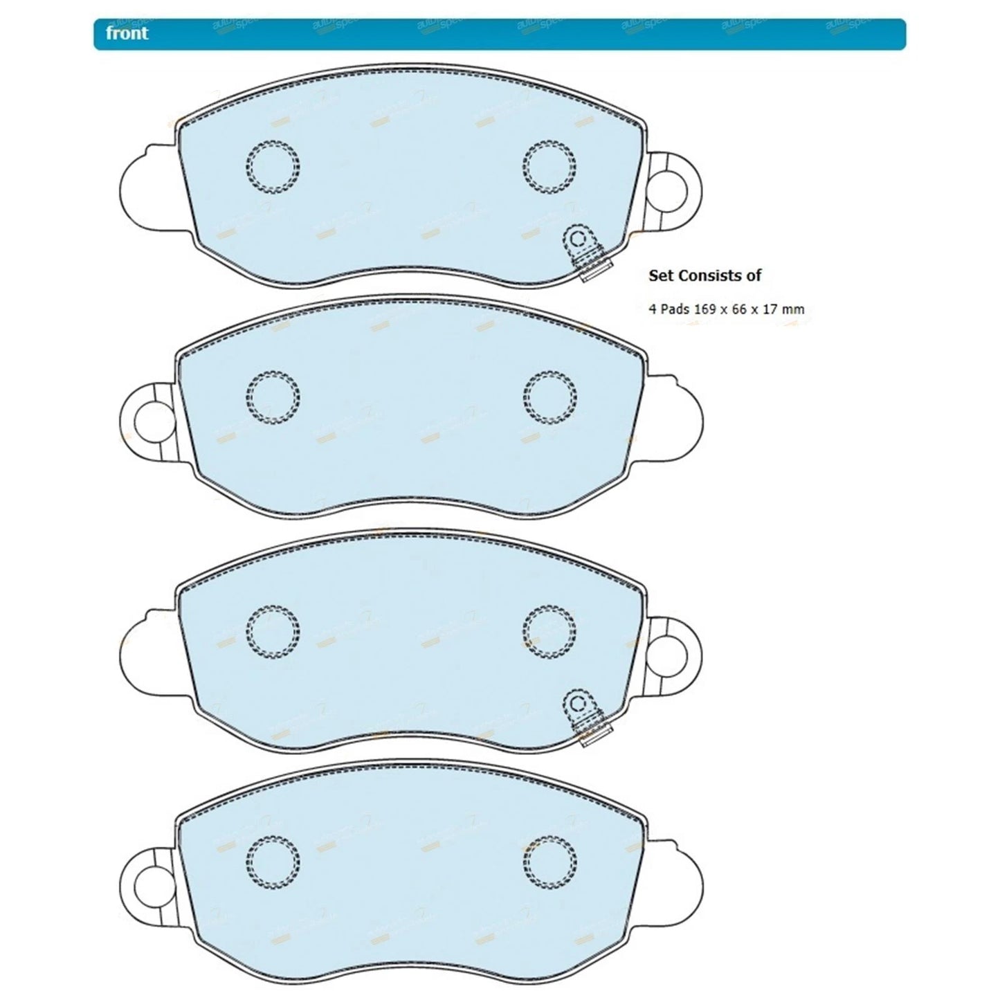 Set of 4 Bendix Front Disc Brake Pads for Ford Transit VH VJ (2001–2006)