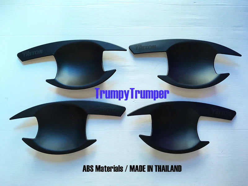 Matte Black Door Handle Insert Bowl Trim for Mitsubishi Triton L200 (2006-2017)