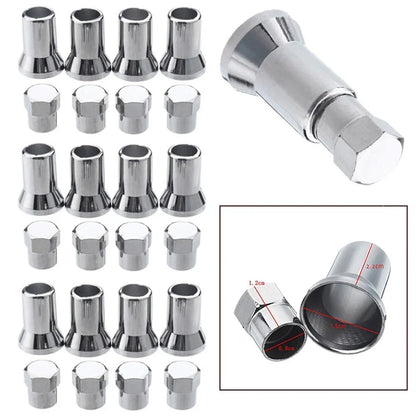 Valve Stem Hex Cap+Sleeve Cover Chrome Car Truck Tire Wheel Tyre