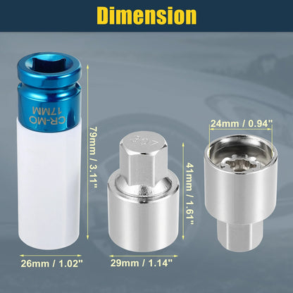 307 Wheel Lock Lug Nut Set with Protector Socket for Mercedes Benz