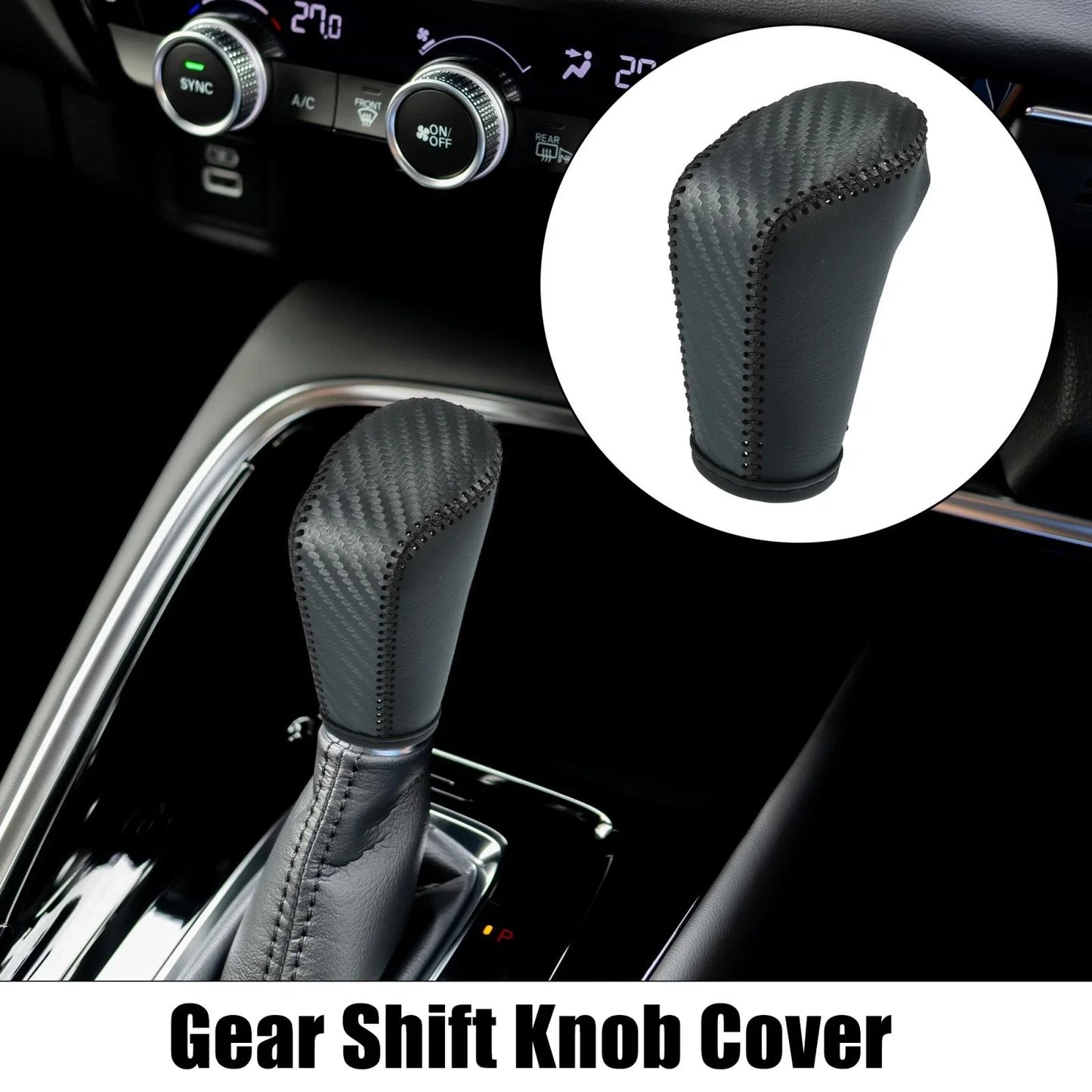 Gear Shift Knob Cover for Honda Accord (2018-2023) - Carbon Fiber Pattern Black