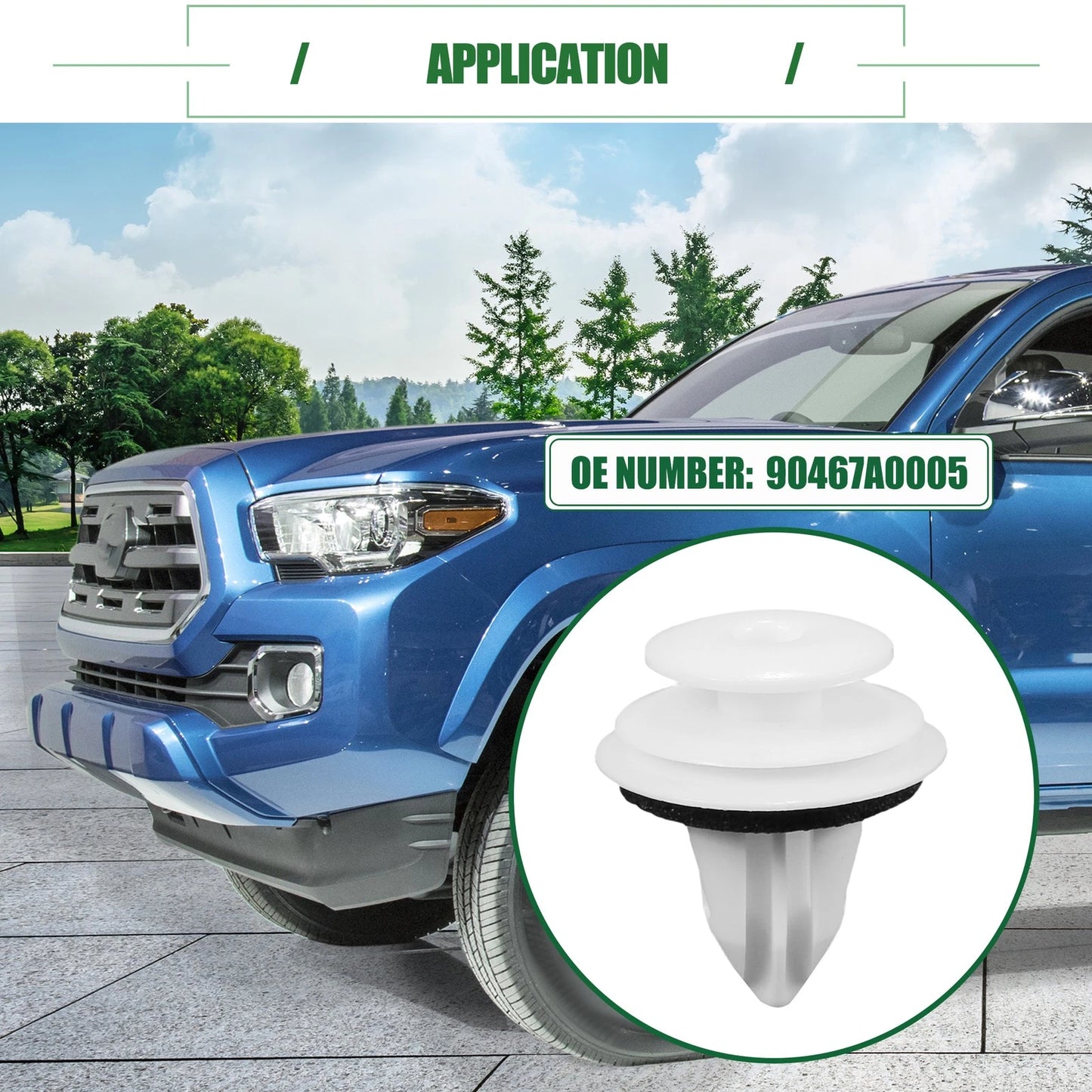 Set of 10 Door Trim Panel Clips for Toyota Tacoma (2001–2022) No. 90467A0005 White