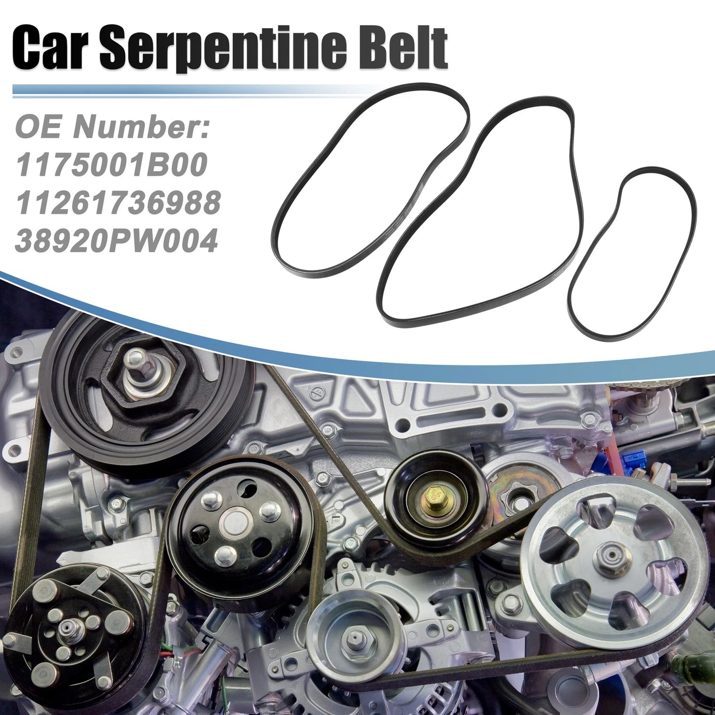 Serpentine Belt for Toyota Corolla Base Sedan (2003–2008) No. 1175001B00/11261736988