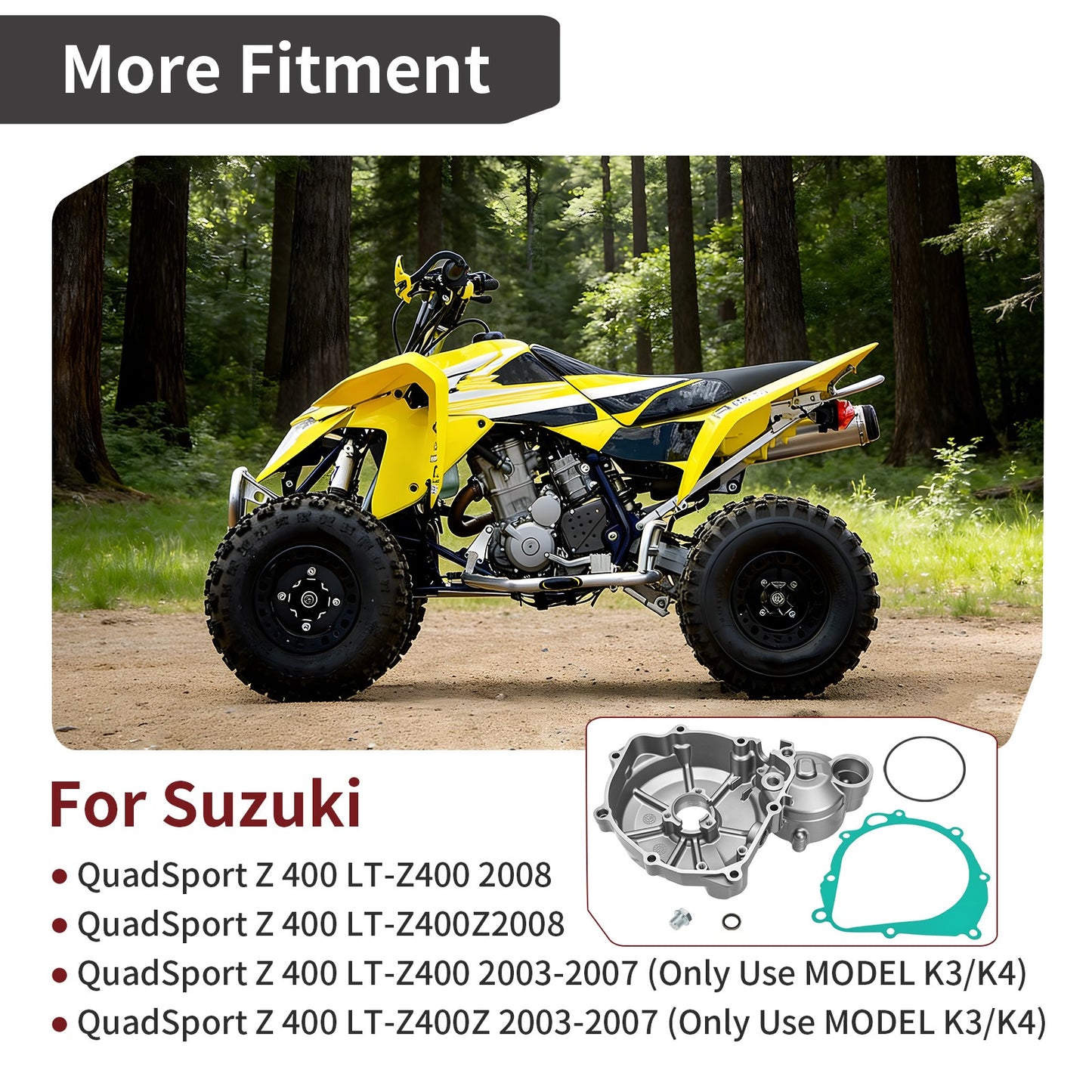 Crankcase Stator Cover & Gasket for Suzuki Quadsport Z400 (2003–2008)