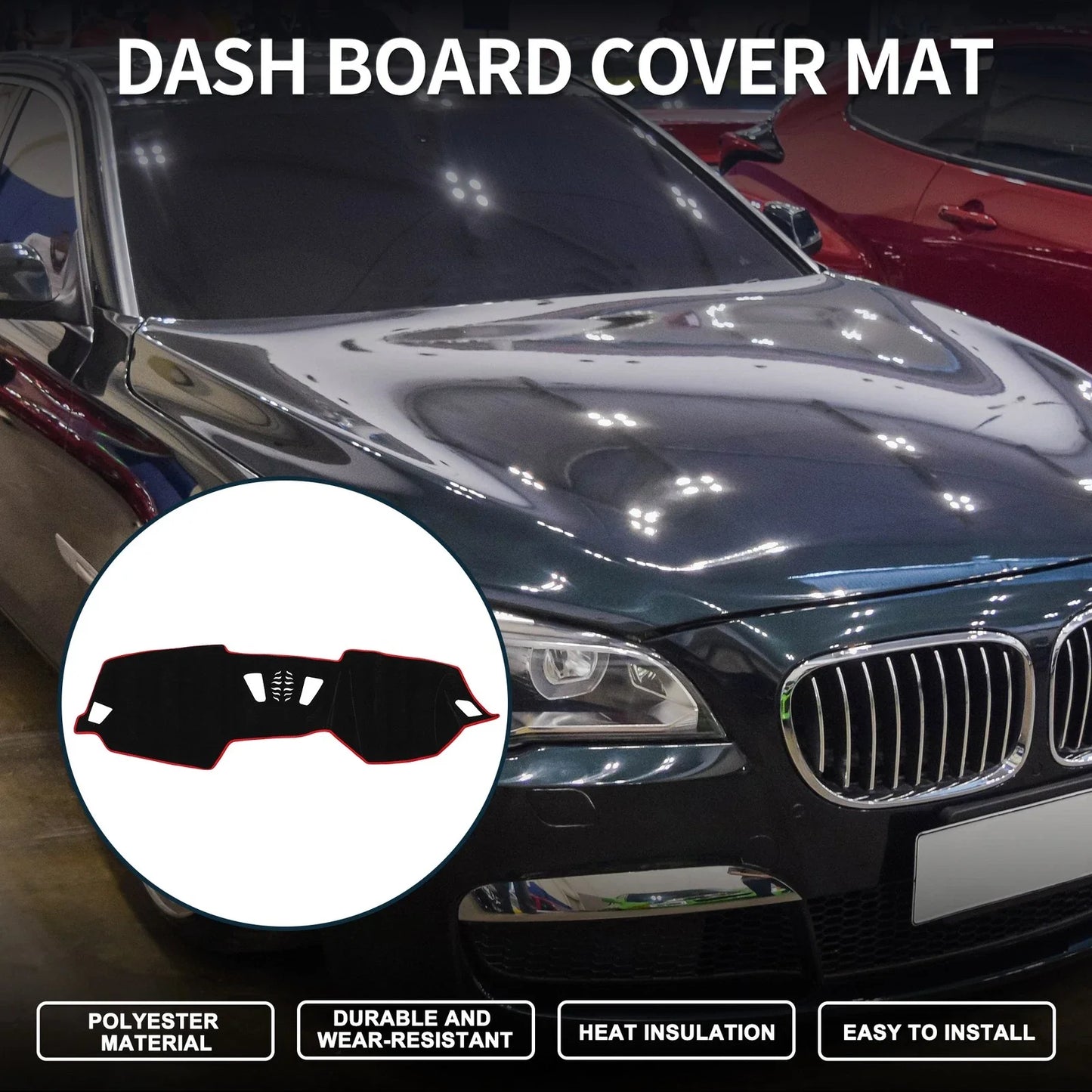 Dashboard Dash Cover Mat for BMW 4 Series Black Red