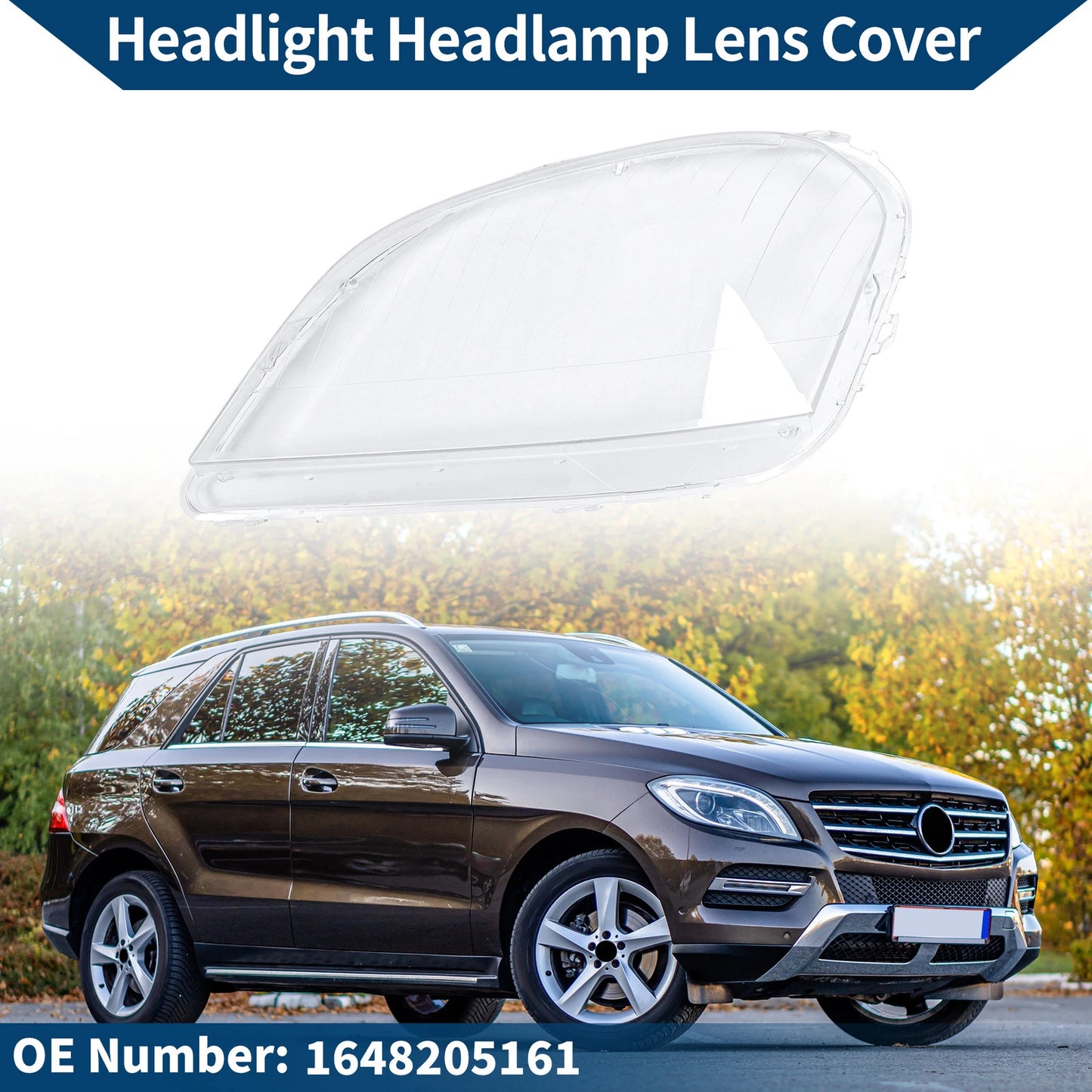 1 Pc Front Left Headlight Lens Cover for Mercedes-Benz ML350 (2006–2011) No. 1648205161