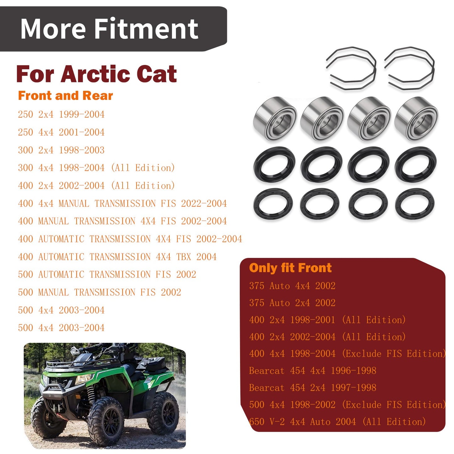 Wheel Bearing Seal Kit for Arctic Cat 400 500 (2002–2004)