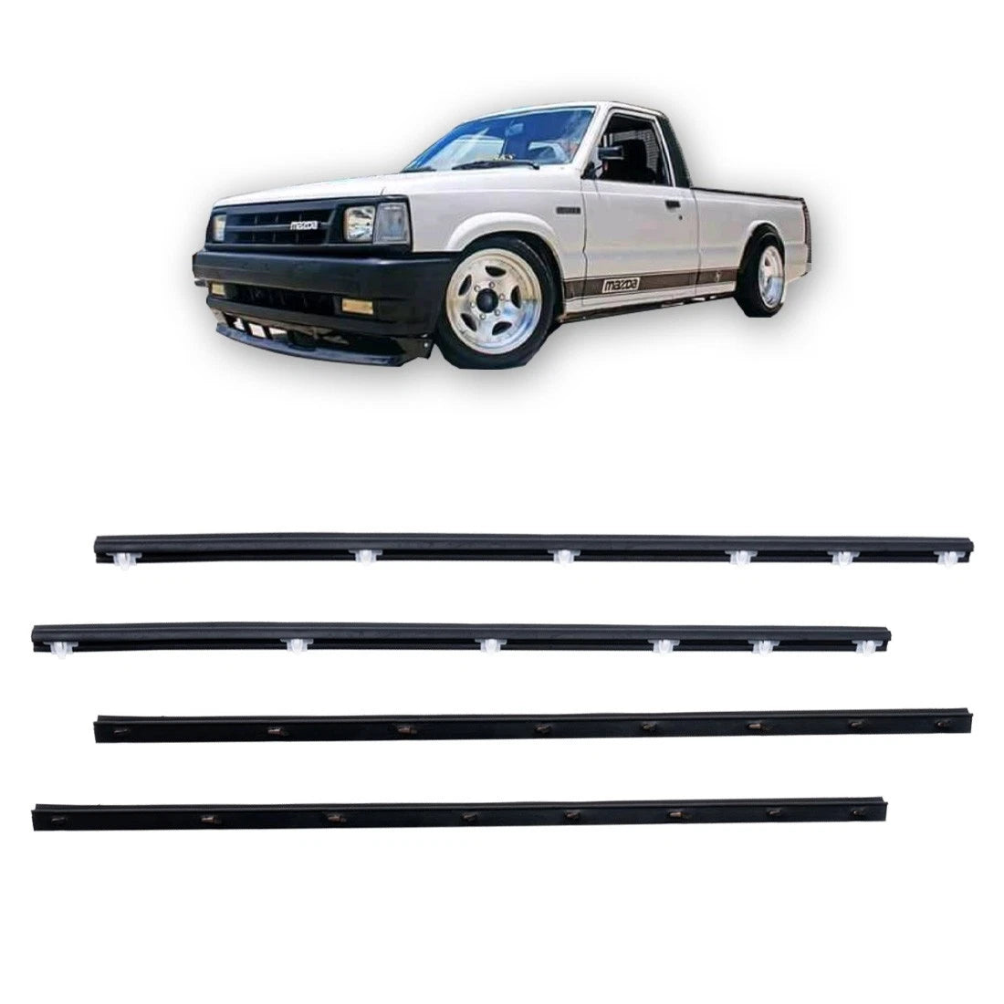 Set of 2 Front Door Belt Moldings for Mazda B Series Bravo (1980–1999)