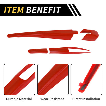 Set of 2 Rear Window Wiper Arm Blades Cover for Jeep Wrangler JL JLU (2018–2024) Red