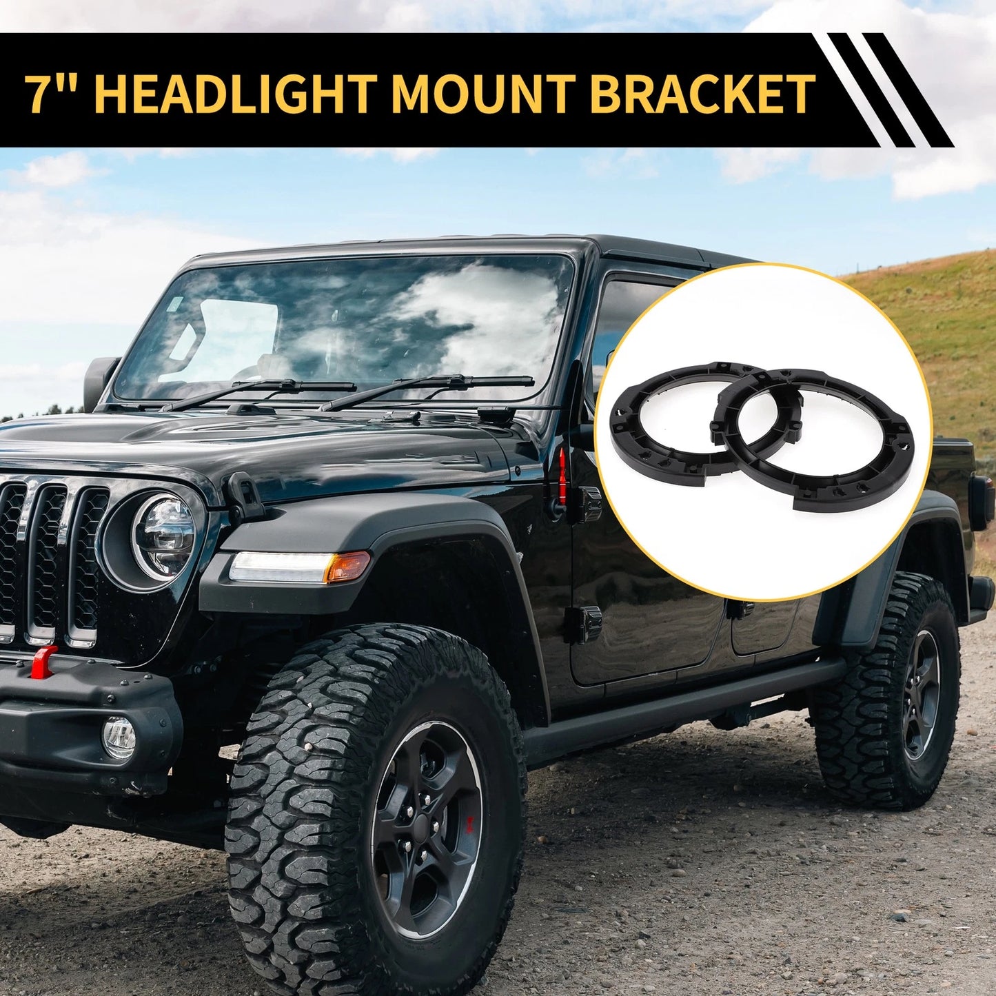 1 Pair Headlight Mount Bracket for Jeep Wrangler JK (2007–2017)