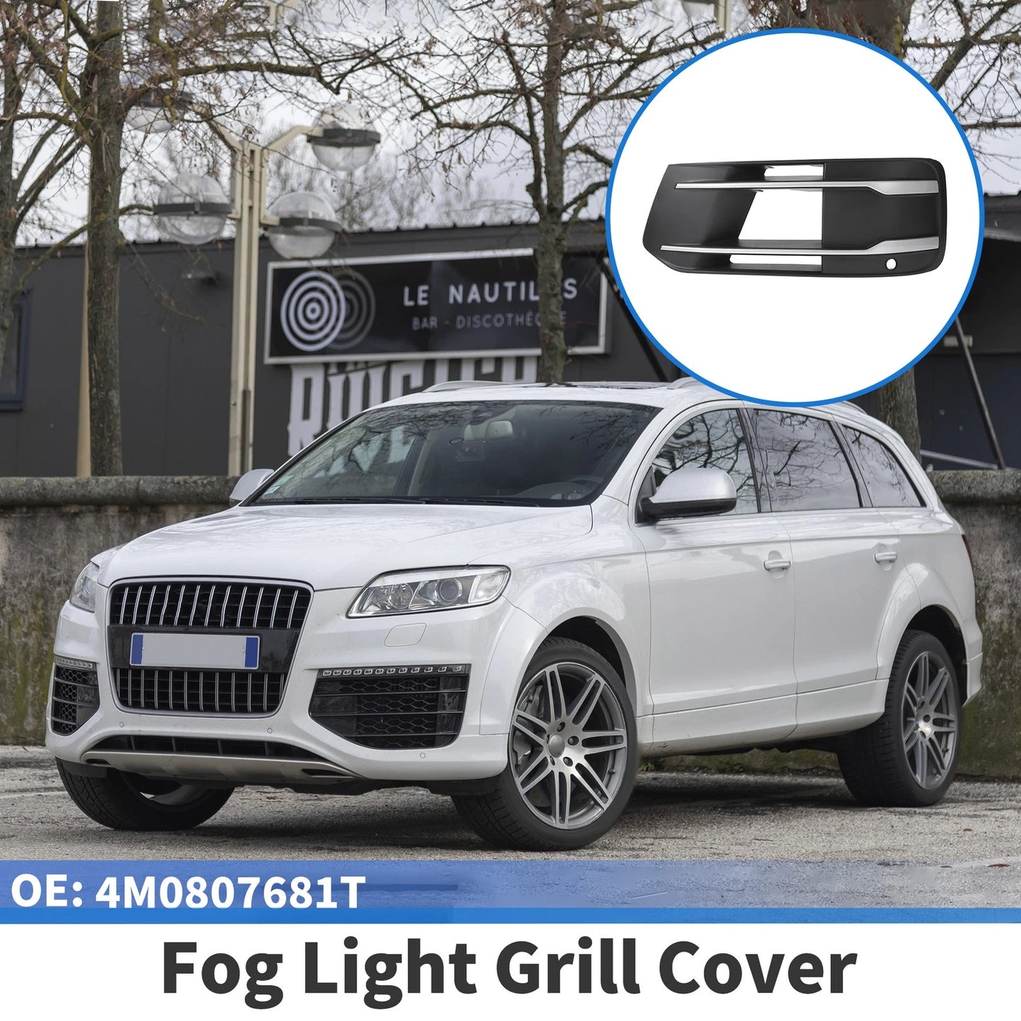 Fog Light Grill for Audi Q7 (2017–2020) No. 4M0807681T Black Silver Tone