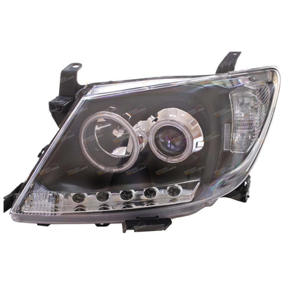 LED Angel Eye Projector Headlights for Toyota Hilux (2005–2011) Black