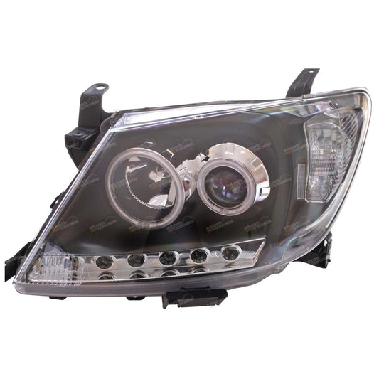 LED Angel Eye Projector Headlights for Toyota Hilux (2005–2011) Black