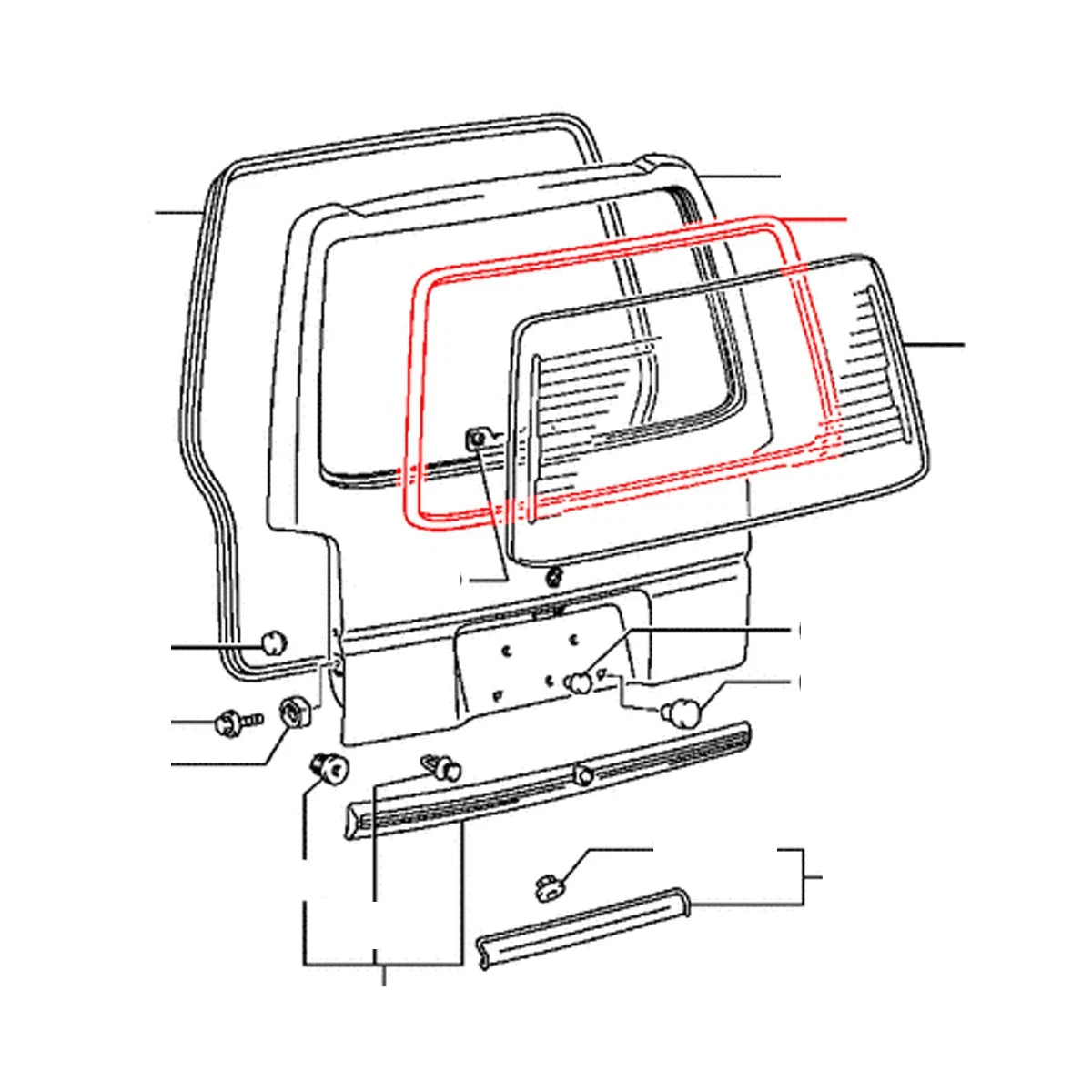 Tailgate Window Weatherstrip for Mitsubishi Delica Star Wagon (1986–1994)