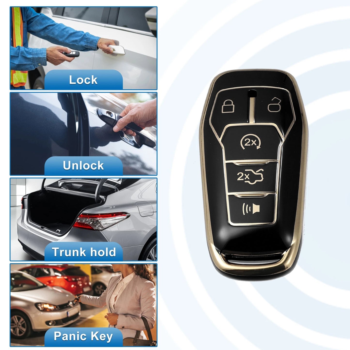 TPU Remote Key Fob Case Cover for Ford Fusion F150 (2013–2020)