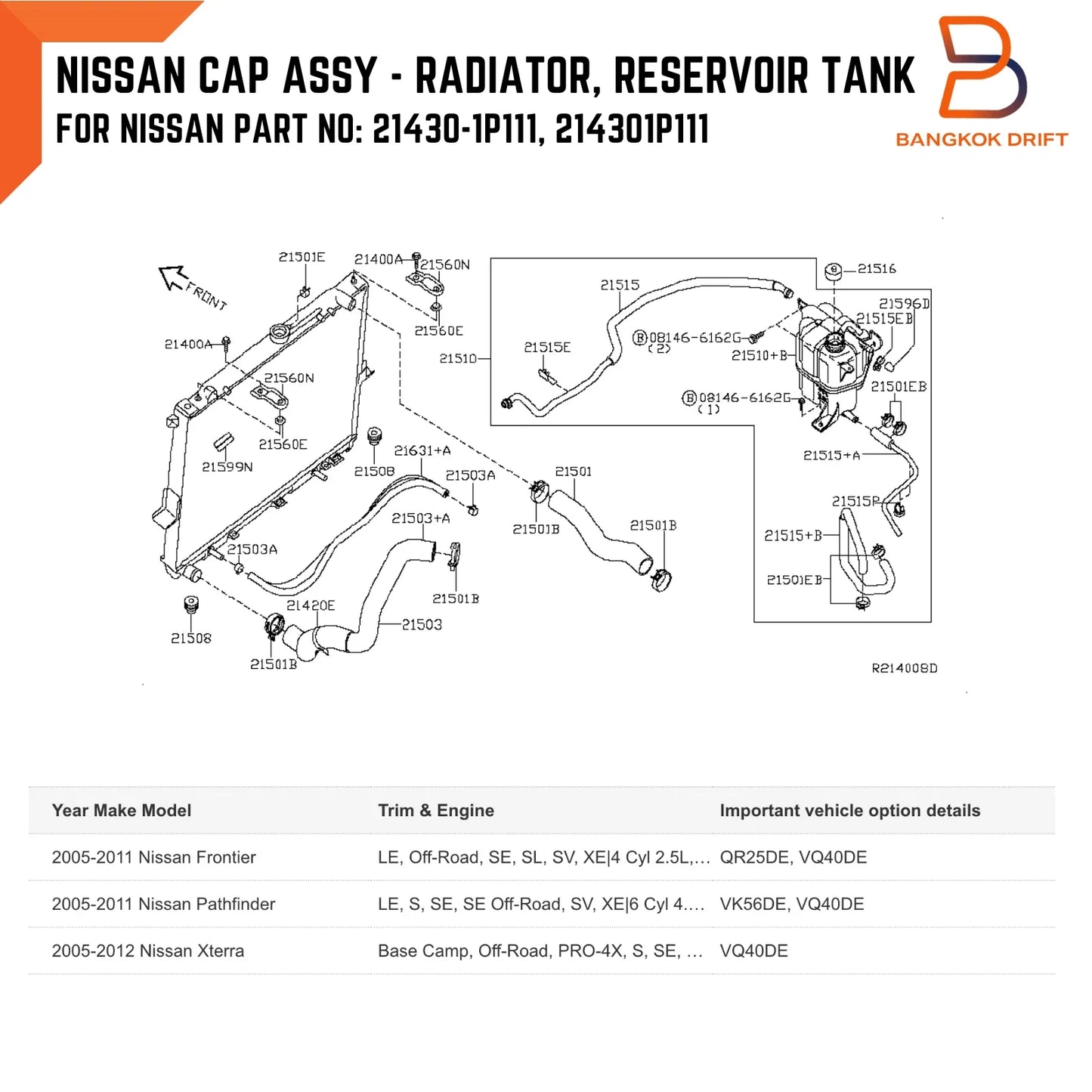 Radiator Cap for Nissan Navara D40 R51 (2005-2015)