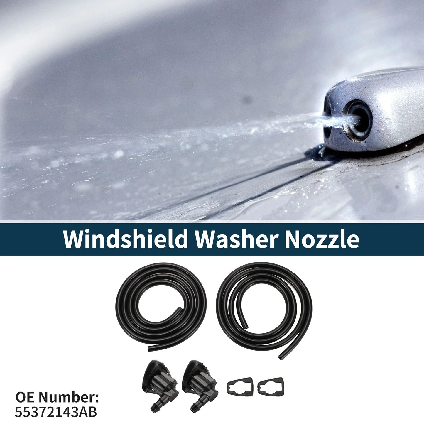 Windshield Washer Nozzle Set with Gasket for Jeep (No. 55372143AB)