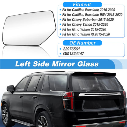 Left Side Heated Mirror Glass for Chevy Suburban Tahoe (2015–2020) 22976561