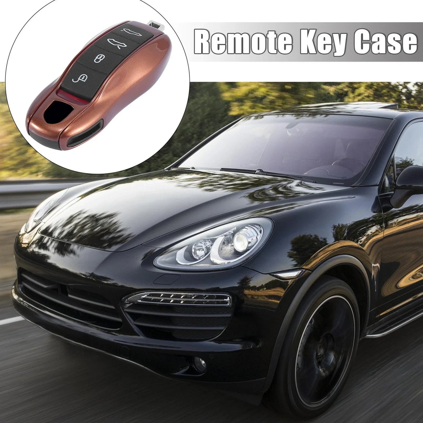 Brown Car Remote Key Cover Case for Porsche Cayenne Panamera (2003-2023)