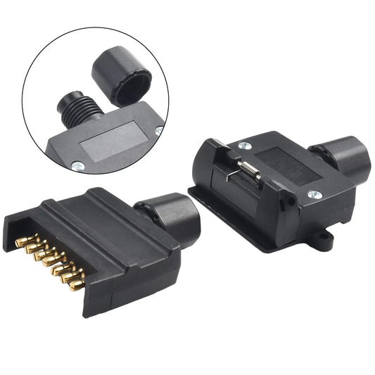 7 Pin Flat Trailer Plug / 2 x Socket Set for Caravan Boat