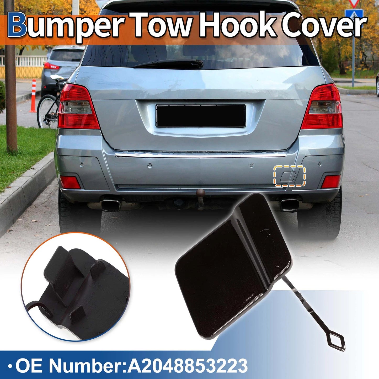 Rear Car Bumper Tow Hook Cover for Mercedes-Benz X204 (2010–2012) No.A2048853223 Brown