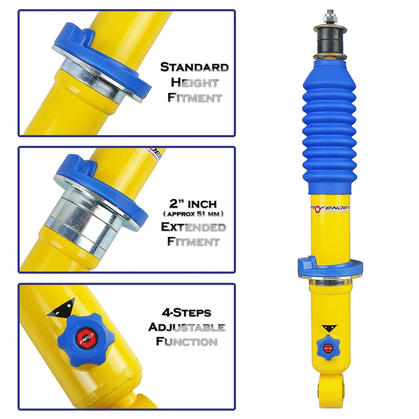 1 Pair Profender 4 Step Front Shocks for Isuzu D-Max (2012-2020)