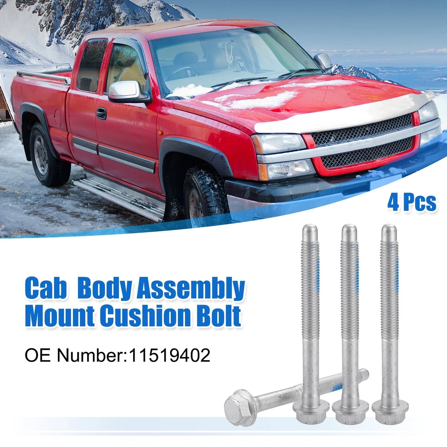 M12x1.75 Car Mount Cushion Bolts 4pcs for Chevrolet Silverado 1500 (2014-2023)