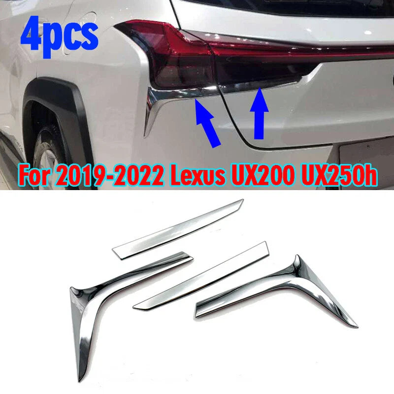 Chrome Rear Tail Light Cover Trims / 4pcs / for Lexus UX200 UX250h (2019–2022)