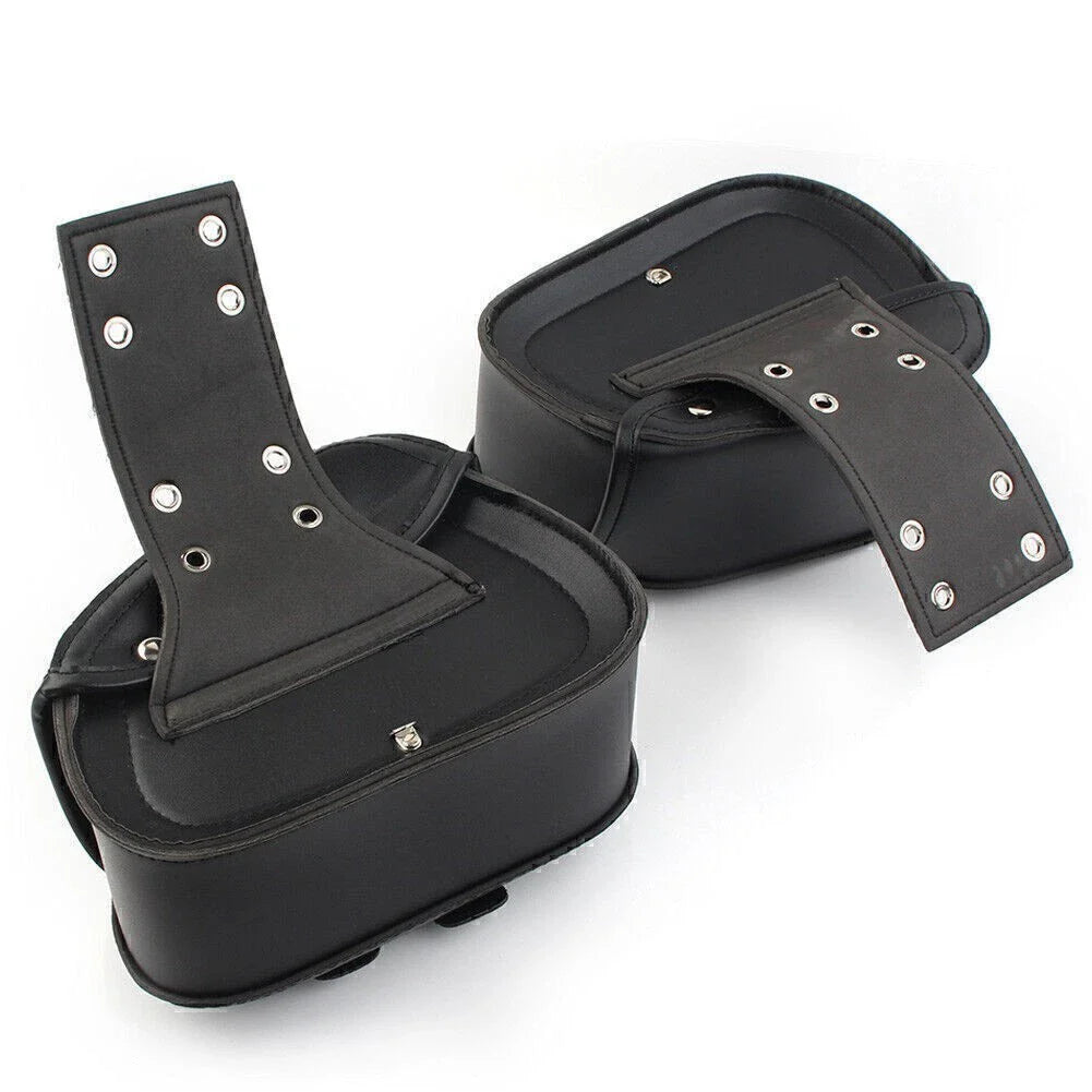 Black PU Leather Saddle Bags Side Luggage for Harley Sportster Dyna