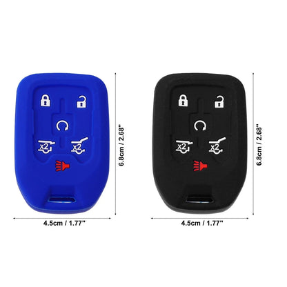 2 x Silicone Key Fob Case Covers for Chevrolet Suburban (2015-2020) Black Blue