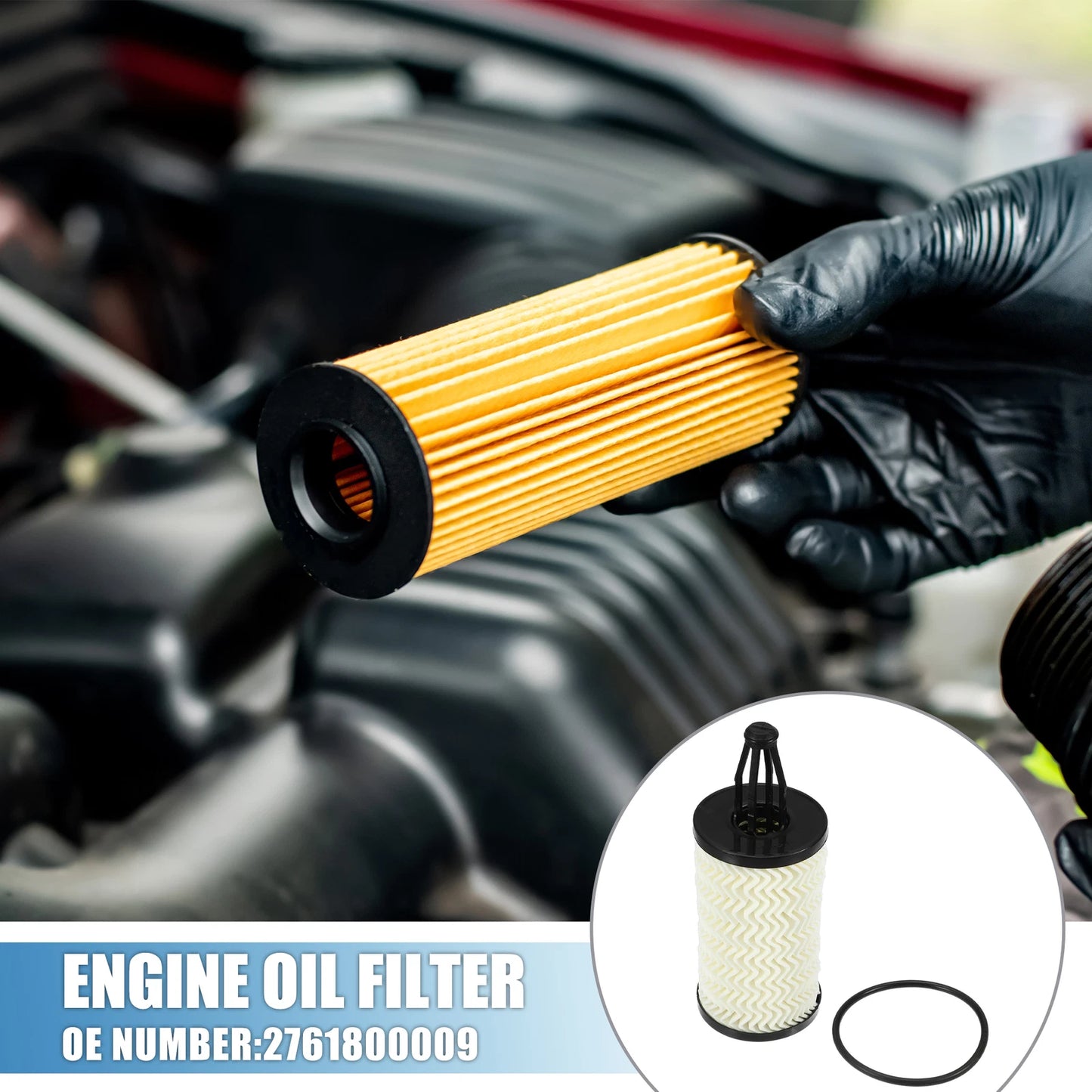 4Pcs Engine Oil Filter No. 2761800009 with O Ring for Mercedes C300 (2015–2021)