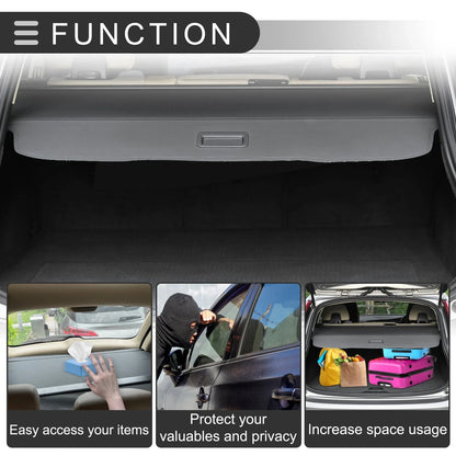 Retractable Cargo Cover for Honda Pilot 2023-2024 Trunk Parcel Shelf Gloss Black