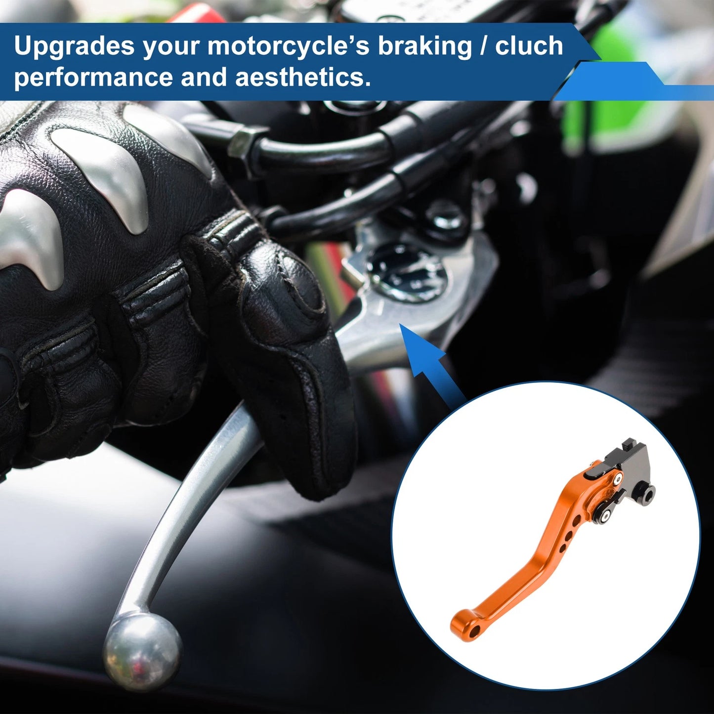 6-Speed Adjustable Brake Clutch Levers for Kawasaki EX250 (2008–2012) Orange
