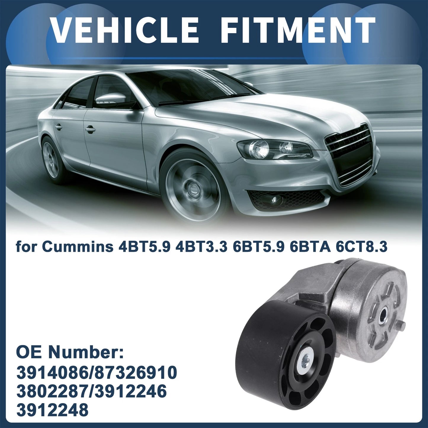 Belt Tensioner for Cummins 4BT5.9 4BT3.3 6BT5.9 6BTA 6CT8.3 (No.3914086)