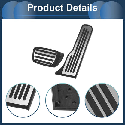 2 x Foot Accelerator Pedal Covers for Chevrolet Camaro (2016-2018) Silver Tone