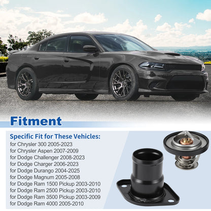 Thermostat Assembly for Dodge Challenger (2008–2023) Charger (2006–2023) Durango (2004–2025)