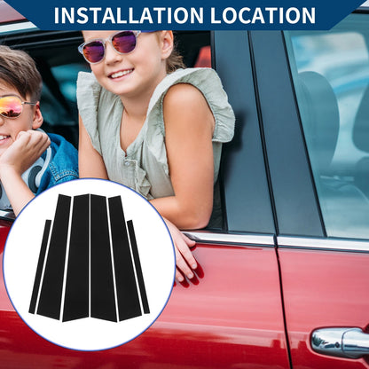 6 Pcs Car Pillar Window Trim Cover for Honda Accord EX-L (2013–2017) Black