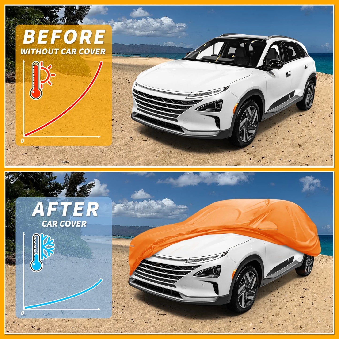 Waterproof Car Cover for Hyundai Nexo (2019–2023) 210D-PU with Zipper