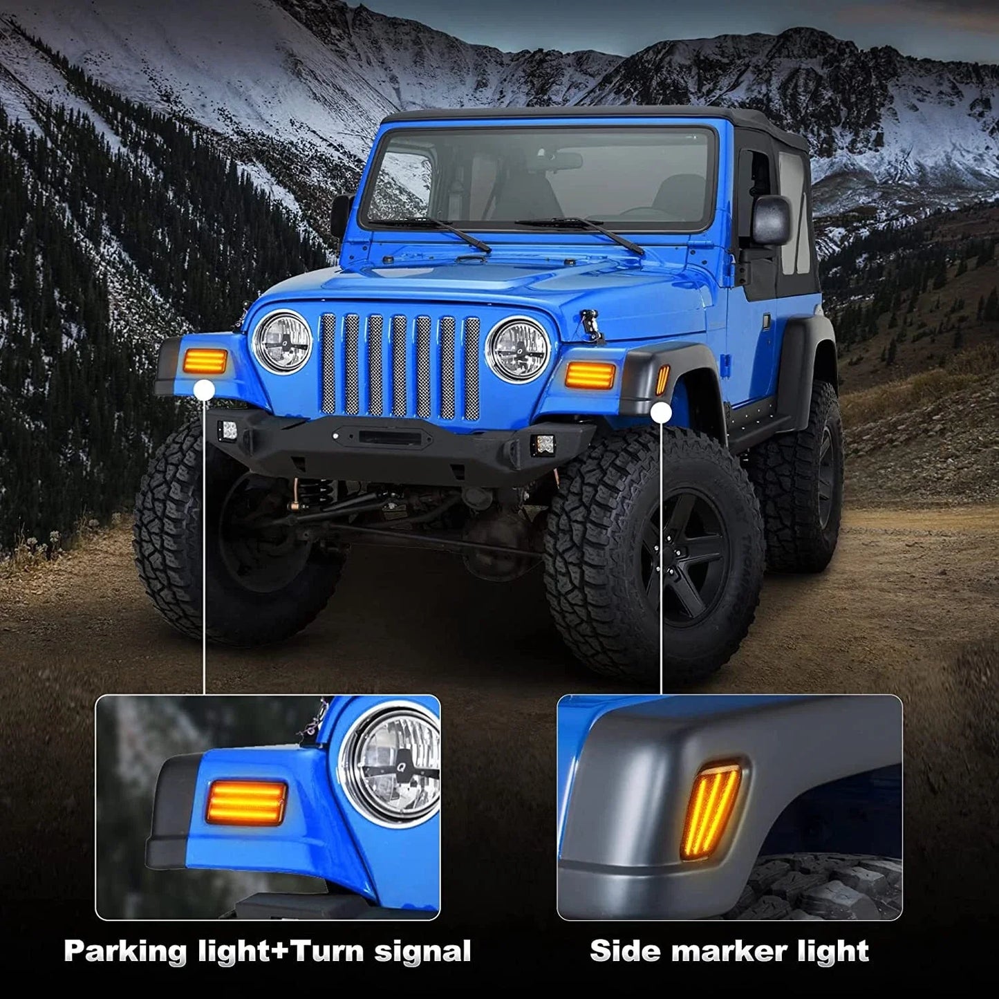 Dynamic LED Front Side Marker Bumper Light for Jeep Wrangler TJ (1997–2006)