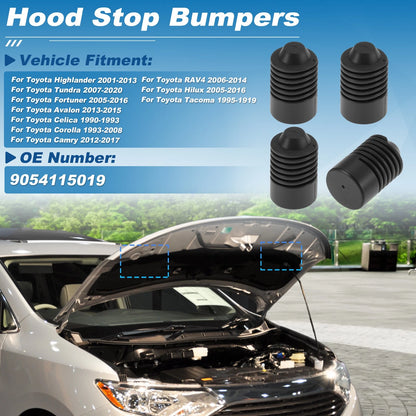 Set of 4 Hood Bump Stop Rubber Bumper Cushions for Toyota Highlander (2001–2013) 9054115019