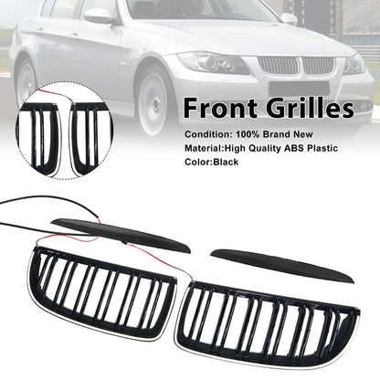 Front Grille for BMW 3 Series E90 320i (2004–2007) Black Double Slats