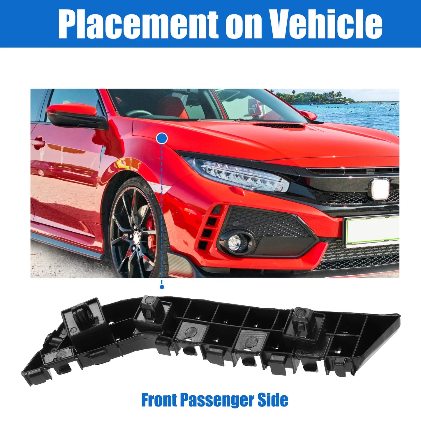 Right Side Front Bumper Mounting Support Bracket for Honda Civic (2016-2020)