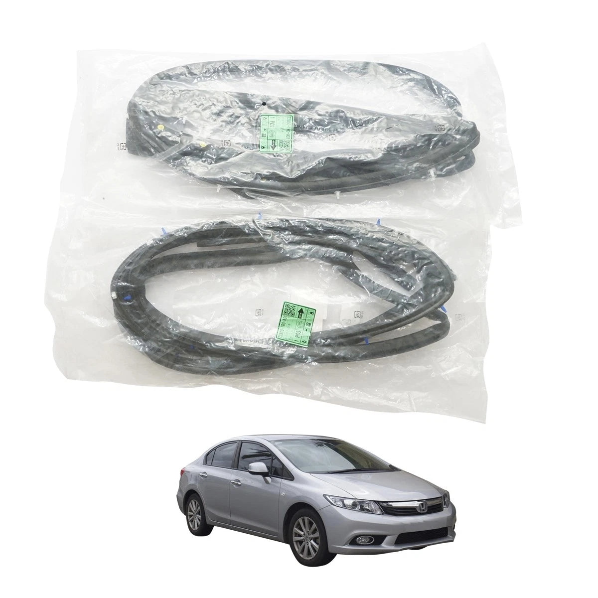 Set of 4 Rear Door Weatherstrip Rubber Seals for Honda Civic (2012–2015)