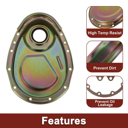 Timing Chain Cover Kit with Gasket & Bolts for Chevy SBC Small Block 283