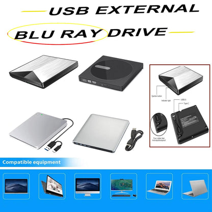 4K Super Slim External USB 3.0 DVD CD BD Recorder Drive