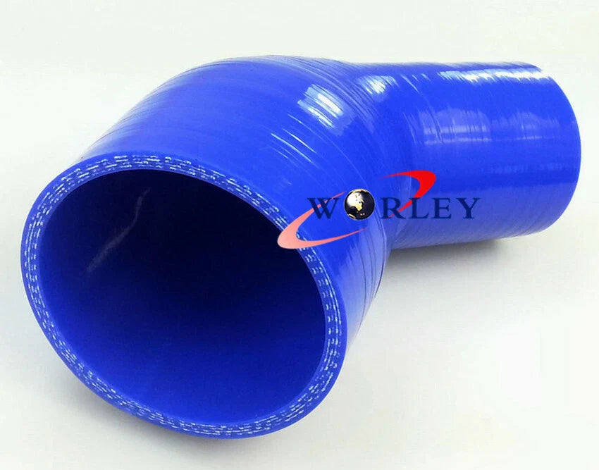 Black Silicone 2.5 to 3 Inch 45 Degree Elbow Reducer Hose Connector + Clamp