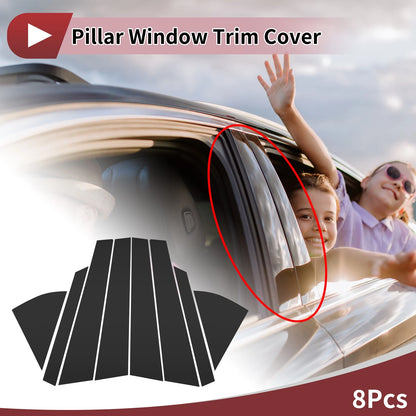 8 Pcs Door Pillar Window Trim for KIA Sonet (2021–2024) Black