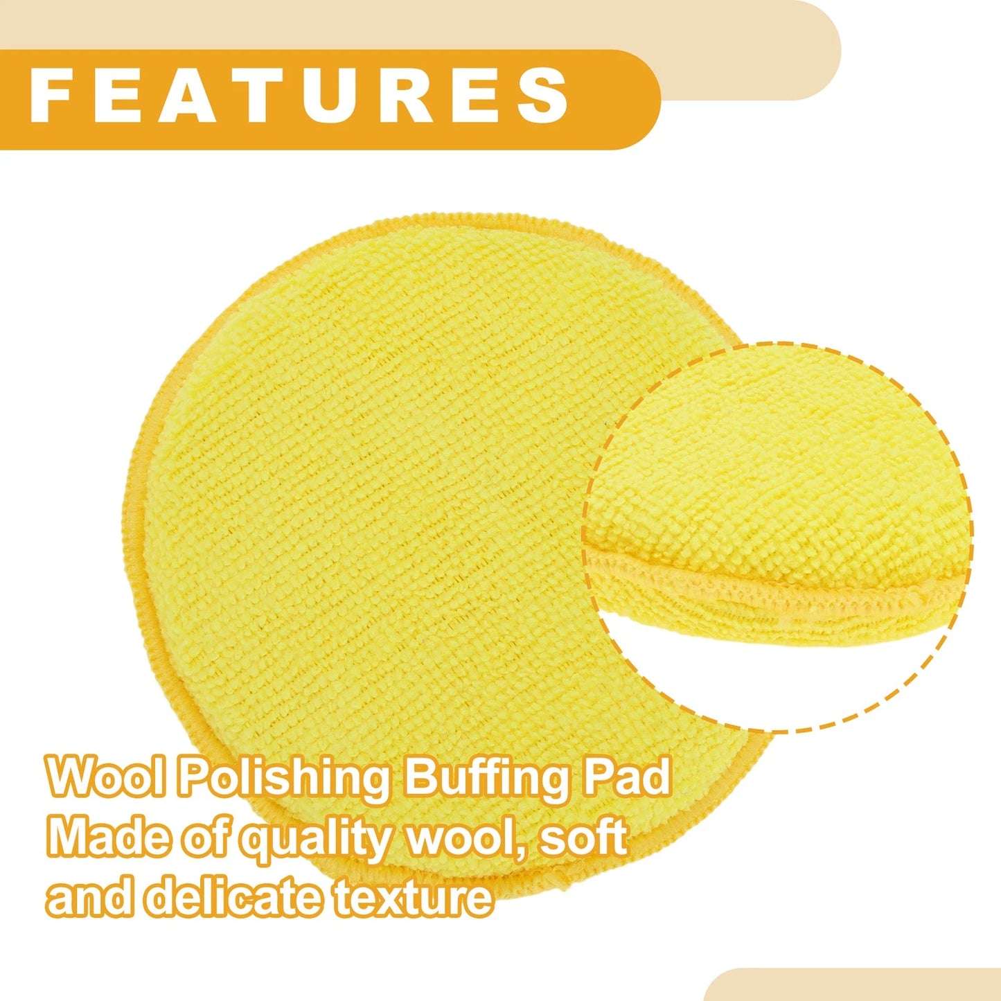 Set of 4 Polishing Buffing Pads for Auto Waxing 12.5cm Yellow
